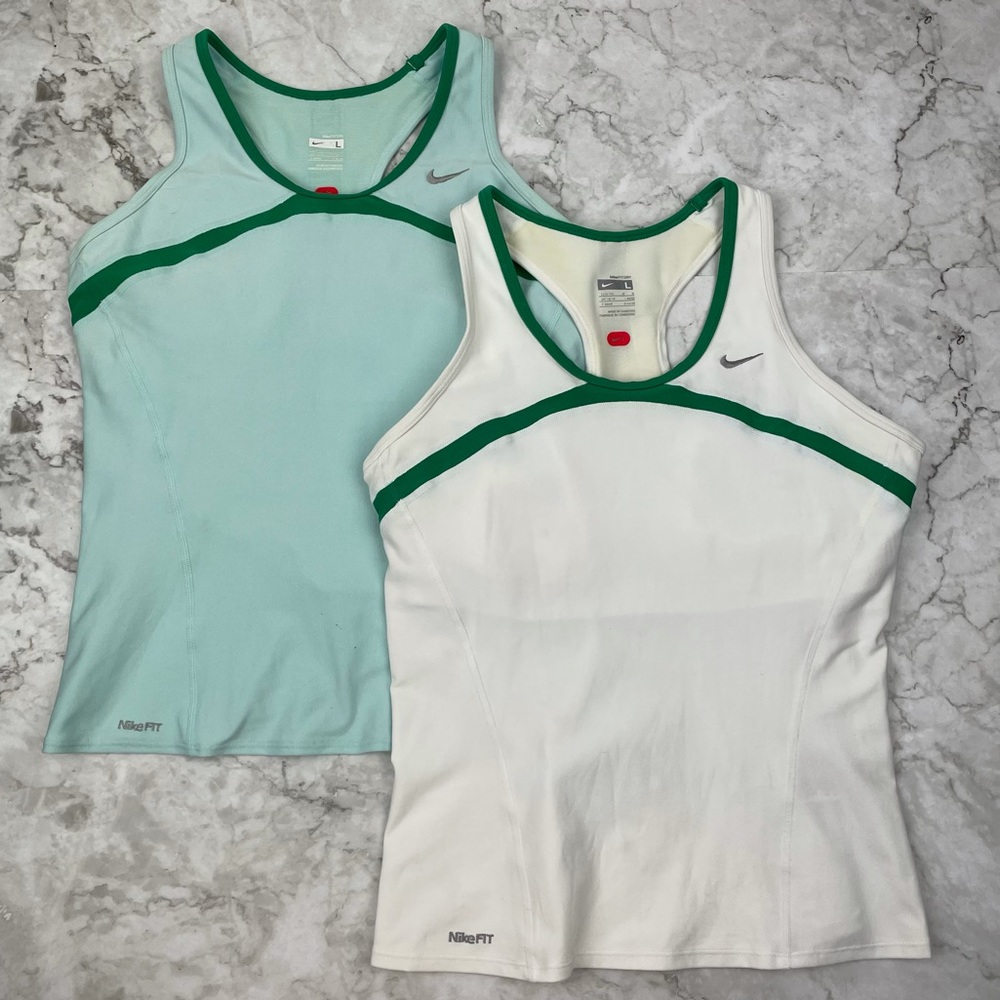 2 Nike FitDry Racerback Athletic Tops Built in Bra